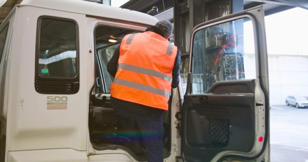 logistics driver embarking on a departure, ready to transport goods efficiently