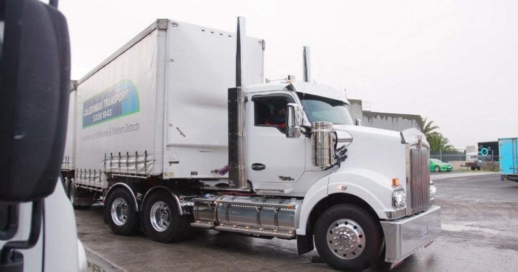 truckload transport truck getting ready for dispatch