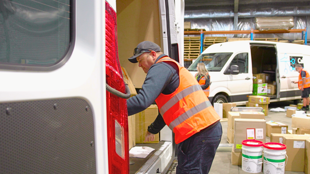 Getting freight from a delivery van
