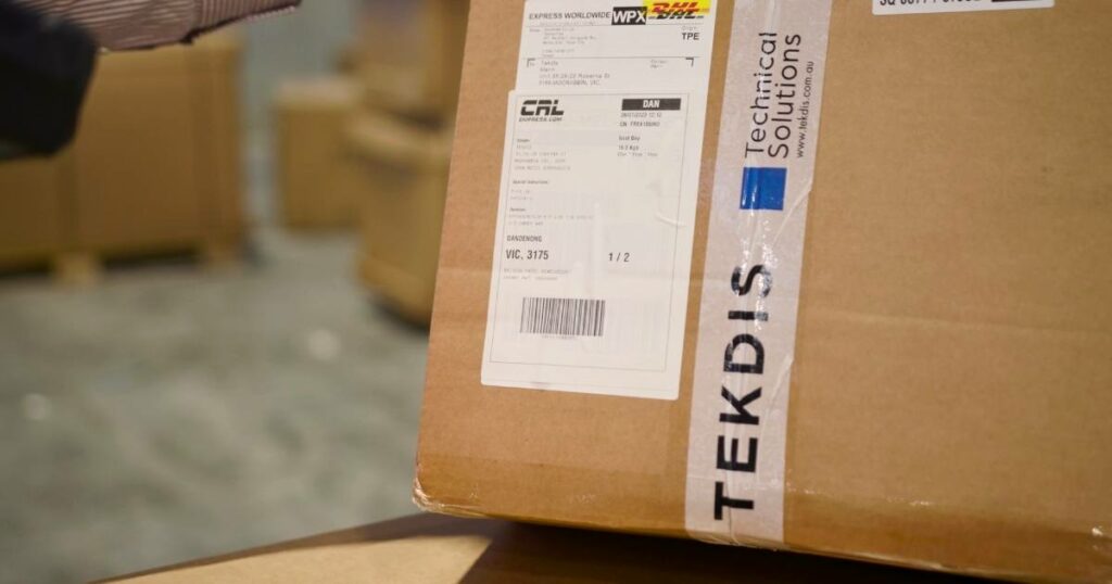 package being sorted out at the warehouse for dispatch
