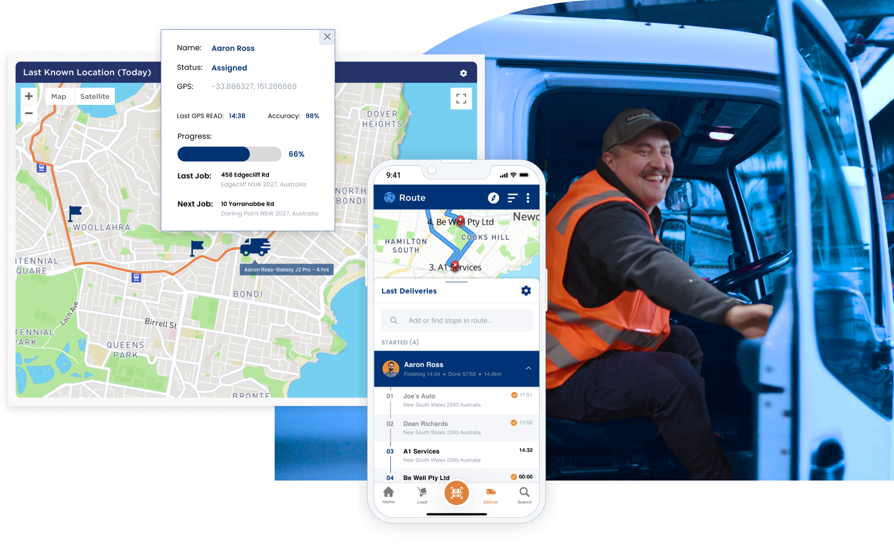 delivery man in a truck ready for dispatch making use of route optimisation