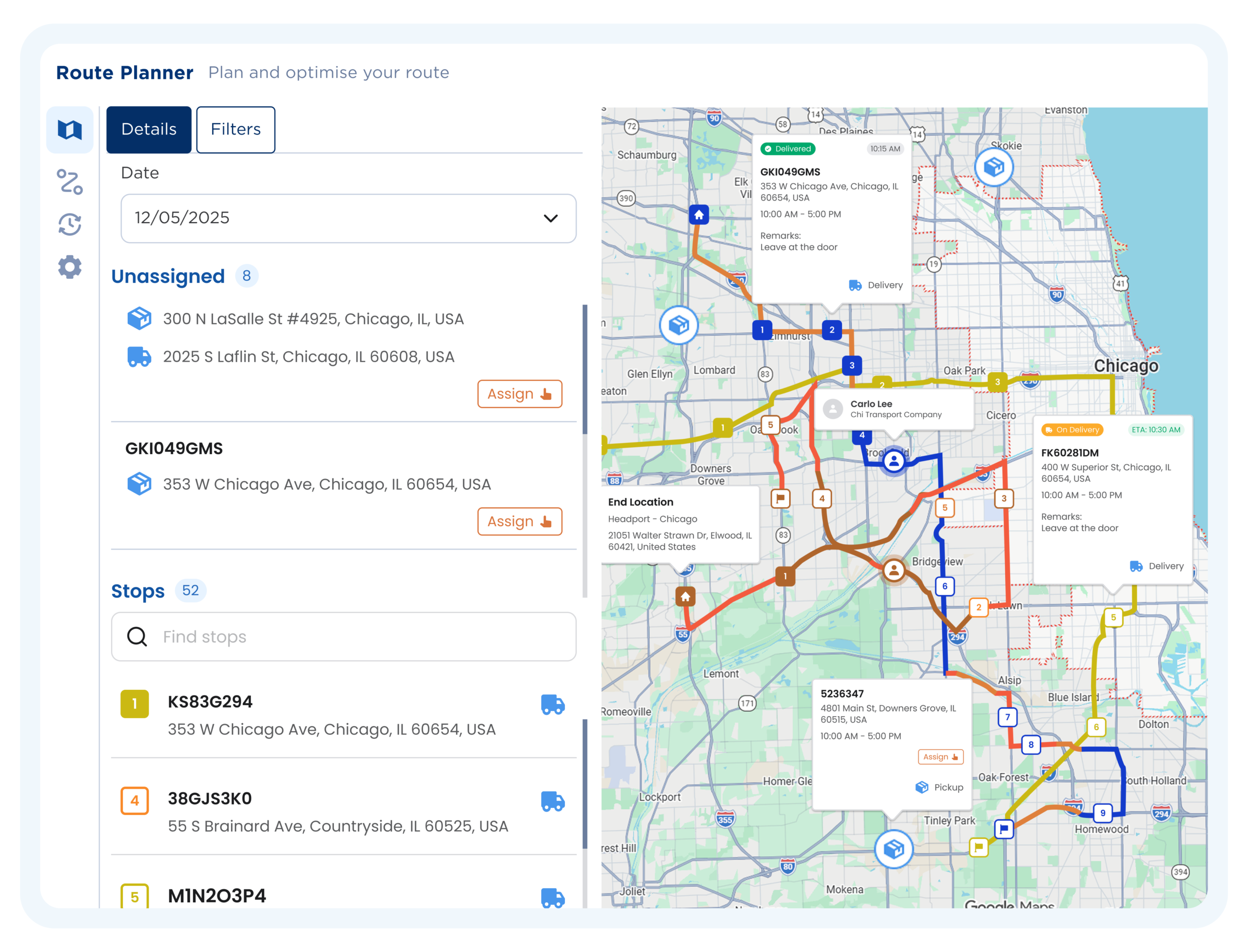 Transportation Management System Dashboard