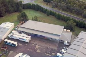 A top-down view of a warehouse, showcasing logistics and inventory management